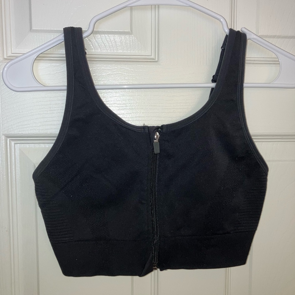 All in Motion Black Zipper Front Tank Top